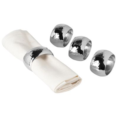 Fink Serviettenringe 5x3 cm 4-teiliges Serviettenhalter Set Edelstahl gehämmert