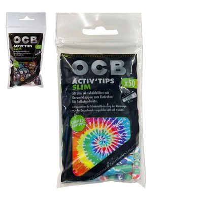 OCB Activ Tips SLIM Aktivkohle-Filter mit Keramikkappen 50 Stück Limited Edition