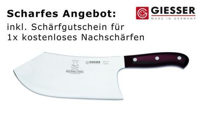 Giesser Messer PremiumCut 22 cm Micarta Butcher No.1 Rocking Chef Hackmesser BBQ