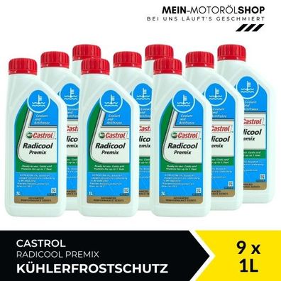 Castrol Radicool Premix Kühlerfrostschutz (-36 °C) gebrauchsfertig 9x1 Liter