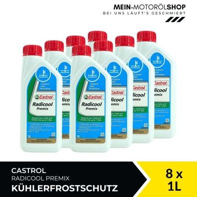 Castrol Radicool Premix Kühlerfrostschutz (-36 °C) gebrauchsfertig 8x1 Liter