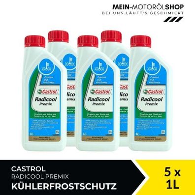 Castrol Radicool Premix Kühlerfrostschutz (-36 °C) gebrauchsfertig 5x1 Liter