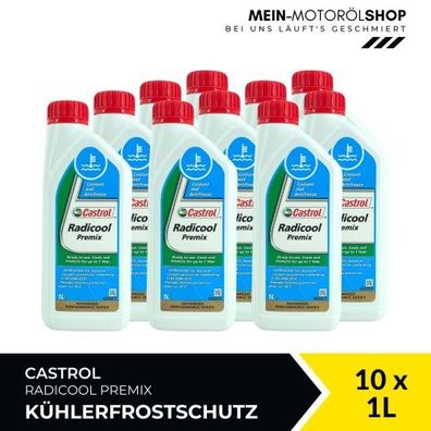 Castrol Radicool Premix Kühlerfrostschutz (-36 °C) gebrauchsfertig 10x1 Liter