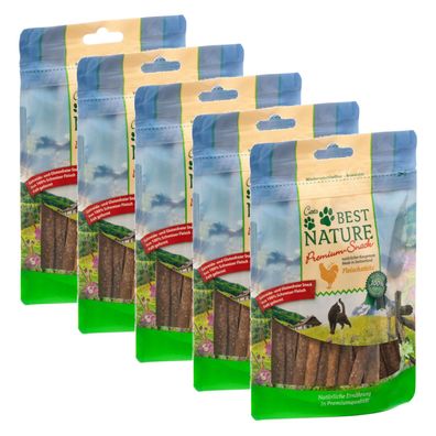 Best Nature Premium Snack für Katzen, 5x 50 g - Hähnchenfleischsticks