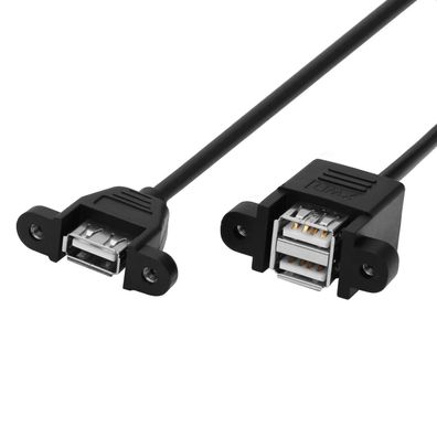 USB 2.0 Steckdose Einbaubuchse 100cm Kabel mit Buchse Stecker Einbau Aufbau