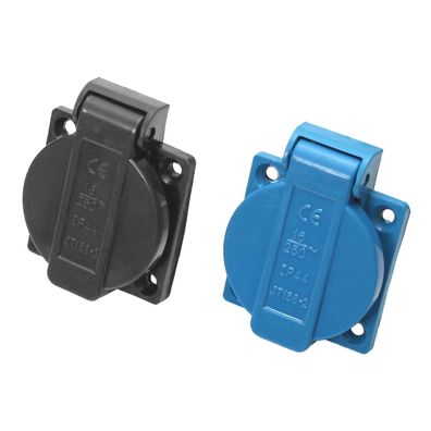 Einbausteckdose IP44 Schuko 230/250V 16A Blau Schwarz Steckdose Anbau