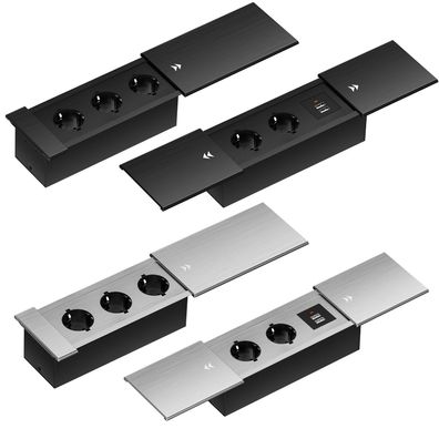 Einbausteckdose Aluminium Tischsteckdose Bodensteckdose Fußboden Steckdose 230V