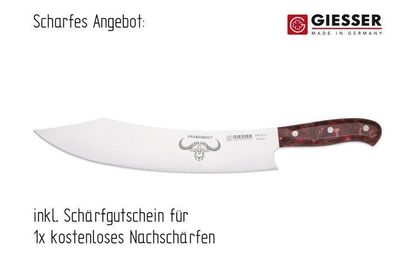 Giesser Messer 30cm PremiumCut Acryl Chefs No 1 Red Diamond Kochmesser BBQ Grill