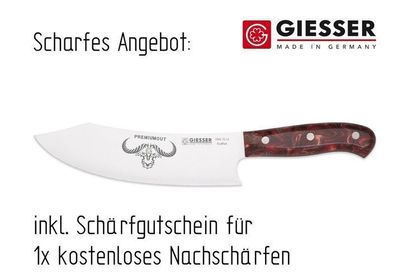 Giesser Messer 20cm PremiumCut Acryl Chefs No 1 Red Diamond Kochmesser BBQ Grill