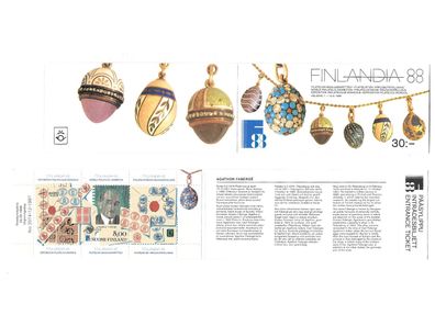 Finnland, Finlandia 88 Markenheftchen MH 21 postfrisch mit Eintrittskarte