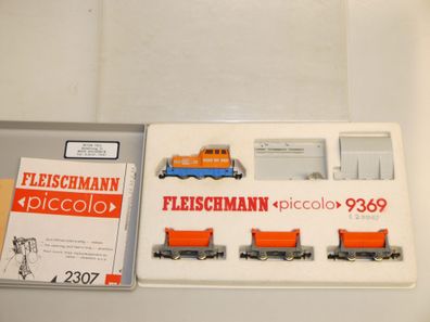 Spur N: Fleischmann piccolo 9369-2 Diesellok mit Kipploren und Entladestelle, top/ovp