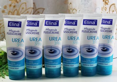 6x75ml Elina Urea Fusscreme milde Feuchtigkeit für trockene Haut mit 3% Urea