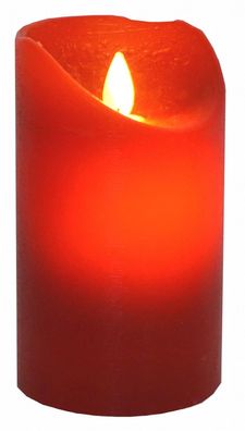 LED echtwachs Stumpenkerze rot Höhe 12,5 cm mit Einschaltautomatic + Timer