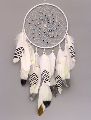 Traumfänger - weißer großer Dreamcatcher GUTER TRAUM 20 cm Ø, Gesamtlänge ca. 50 cm