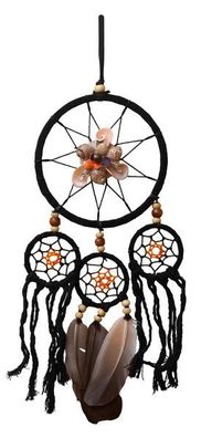 Kleiner Dreamcatcher Muschel, Traumfänger mit 12 cm Durchmesser, Schwarz