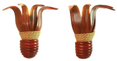 Wand-Leuchte KARIMA, 35 cm, Wand-Lampe aus Natur-Materialien, Stimmungsleuchte