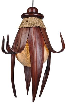 Deko-Leuchte LOTUS, 8 Blätter, Deckenlampe aus Natur-Materialien