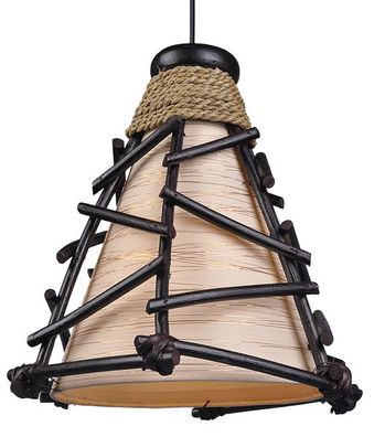 Deko-Leuchte Romy, Pendel-Decken-lampe aus Natur-Materialien, Höhe ca. 30 cm