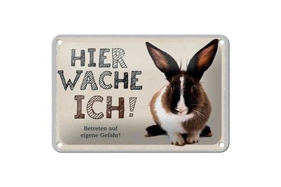 Blechschild Hase hier wache ich, 4 verschied Größen, Blechschilder Spruch Hasen