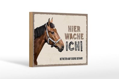 Holzschild Pferd hier wache ich, 4 verschied Größen, Holzschilder Spruch Ponny