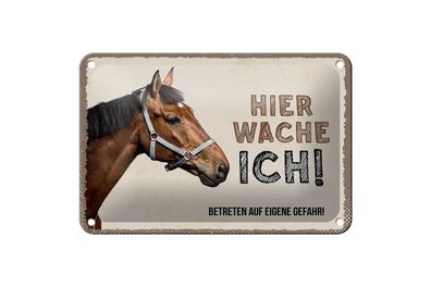 Blechschild Pferd hier wache ich, 4 verschied Größen, Blechschilder Spruch Ponny