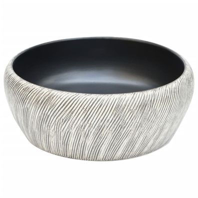 Rundes Keramik-Aufsatzwaschbecken Schwarz und Grau, Ø41x14 cm (Durchmesser x Höhe)