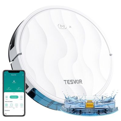 Tesvor M2 Roboterstaubsauger, 6000Pa Saugleistung, Gyroskop-Navigation, Weiß