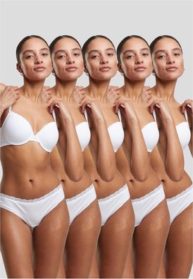 Urban Classics Damen BH mit Bügel Ladies Basic Cotton Brazilian Lace 5-Pack TB7660C