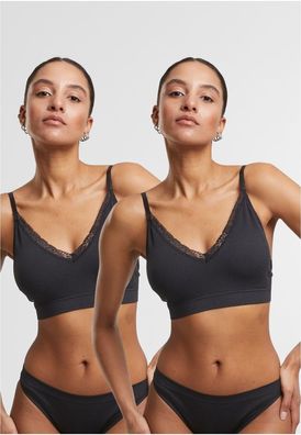 Urban Classics Damen bügelloser BH Ladies Padded Rip Bra 2-Pack TB7657A