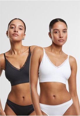 Urban Classics Damen bügelloser BH Ladies Padded Rip Bra 2-Pack TB7657A