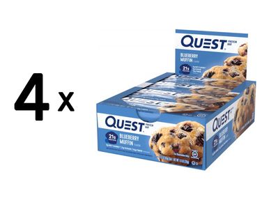 4 x Quest Nutrition Quest Bars (12x60g) Blueberry Muffin