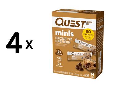 4 x Quest Nutrition Quest Mini Bars (14x23g) Chocolate Chip Cookie Dough
