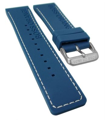 Hugo Boss Orange 1513250 Uhrenarmband 24mm Silikon blau mit Naht 31370