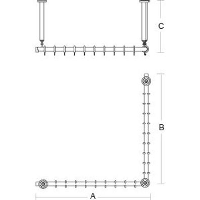 pba 01 Duschstange AS 1200X1200X440mm aus Nylon