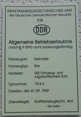 ABE Simson Star mit Stempel DDR Oldtimer