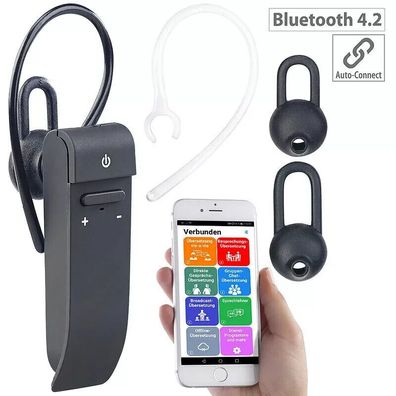 NEU 2in1 Live Übersetzer + InEar Mono Headset kabellos Bluetooth für Büro Urlaub
