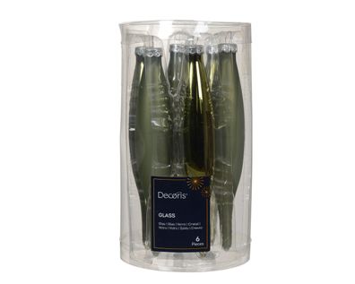 Christbaumschmuck Eiszapfen 15cm Glas 6er Set - Rosmarin