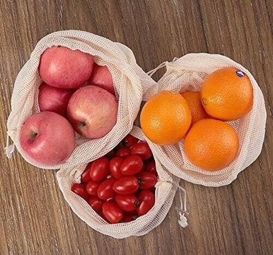 NEU 6er Set Brot Obst Gemüsebeutel robust reißfest für Essen Snacks Einkauf Food