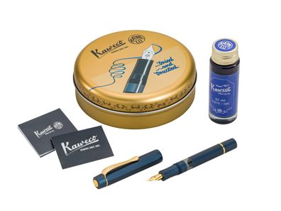 Kaweco Piston SPORT AL Kolbenfüllhalter Navy/Gold | Starter Set
