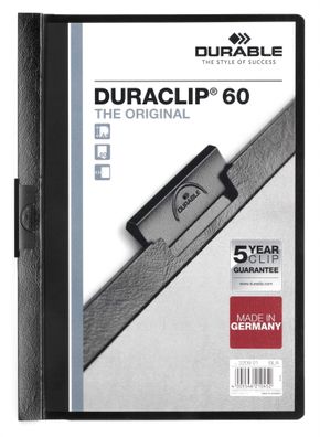 Durable Klemm-Mappe Duraclip A4 sw 5St Duraclip 60 SB Verpackung