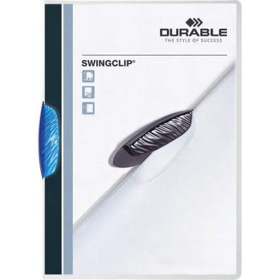 Durable Klemm-Mappe Swingclip bl für 30 Blatt transp Deckblatt