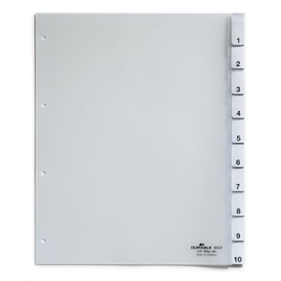 Durable Ordnerregister f A4 0-10 tr umschweißt 10tlg Überbreite