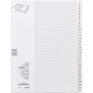 Durable Ordnerregister 1-31 für A4 ws geprägte Taben