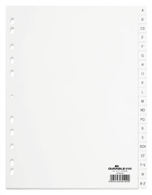 Durable Register A-Z 20tlg. ws Universallochung PP