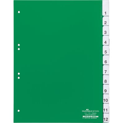 Durable Ordnerregister f A4 12tlg gn umschweißte Taben u Schildern