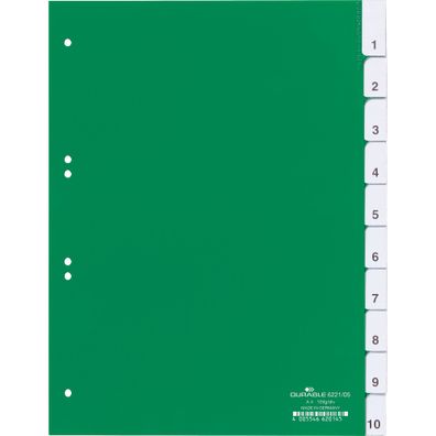 Durable Ordnerregister für A4 10tlg gn umschweißte Tabe