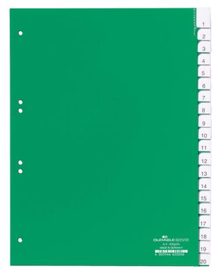 Durable Ordnerregister für A4 20tlg gn umschweißte Tabe
