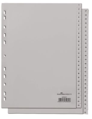 Durable Ordnerregister für A4 1-52 gr geprägte Taben aus PP