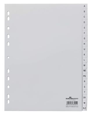 Durable Register A-Z A4 volldeckend gr PP Universallochung 20-tlg