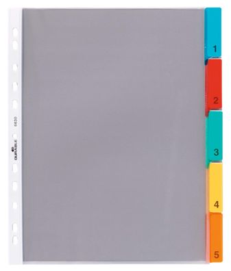 Durable Register Hüllenregister tr 5tlg farbige Grifftabe